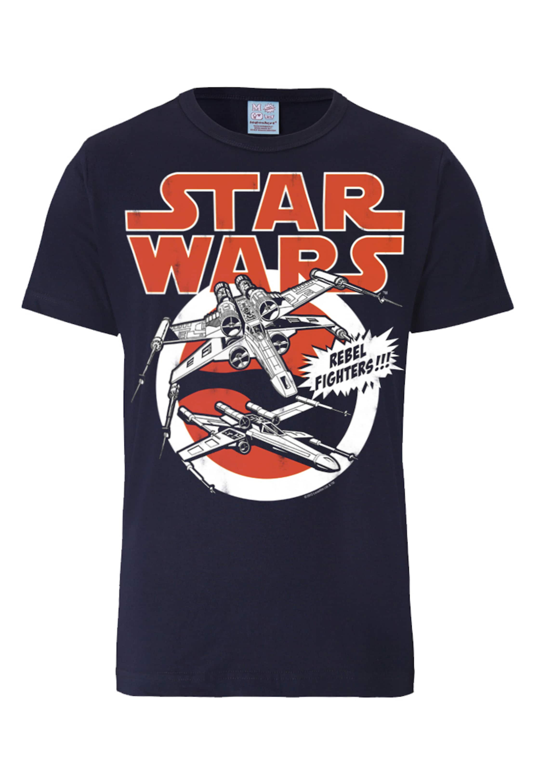 LOGOSHIRT T-Shirt 'X-Wings' in Blau: Vorderseite