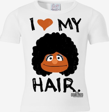 LOGOSHIRT T-Shirt "I Love My Hair" in Weiß: predná strana