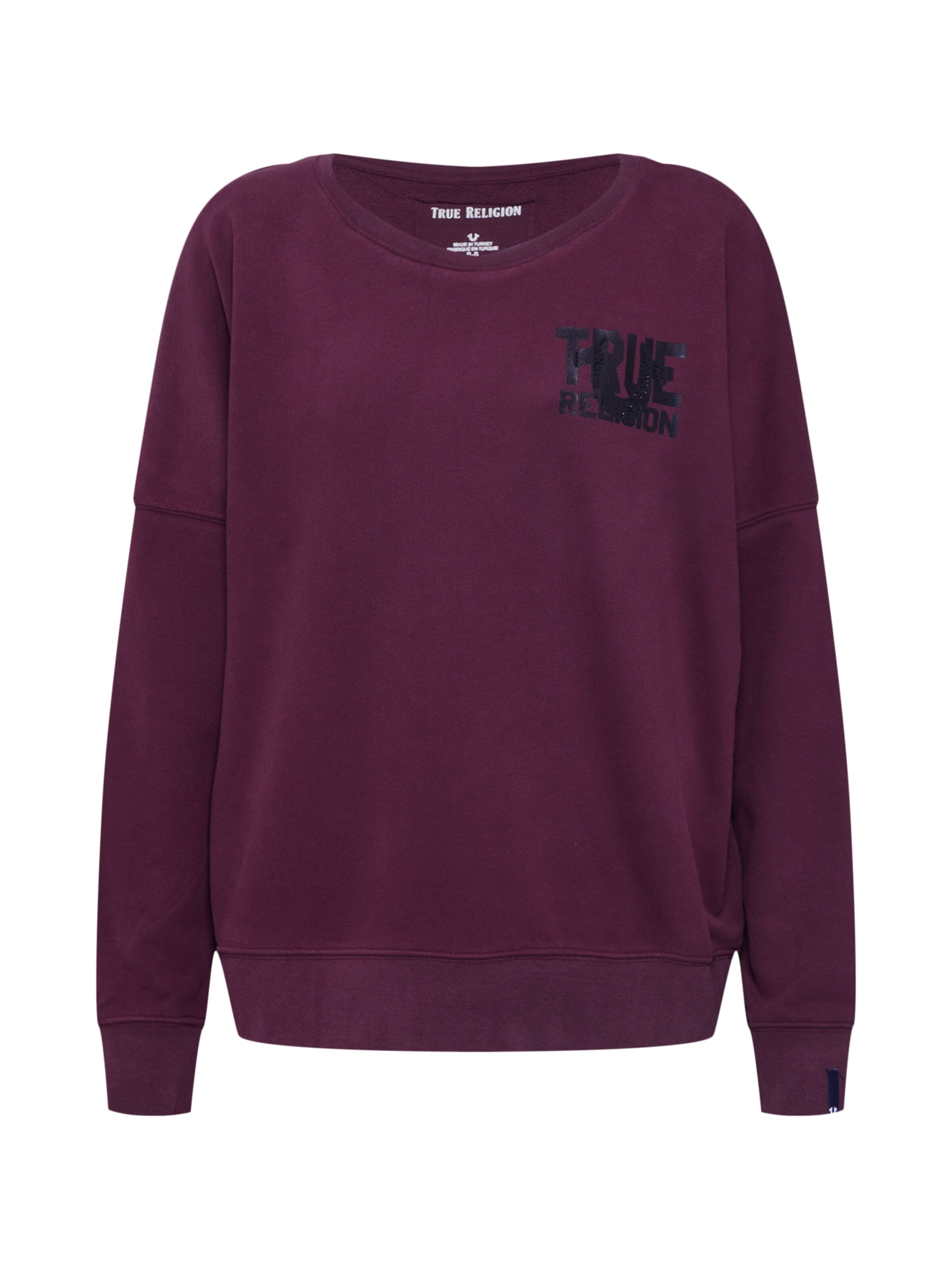 True Religion - Sweatshirt 'CREW SWEAT TRUE' in de kleur Wijnrood