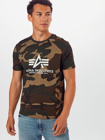 ALPHA INDUSTRIES Tričko - Hnedá: predná strana