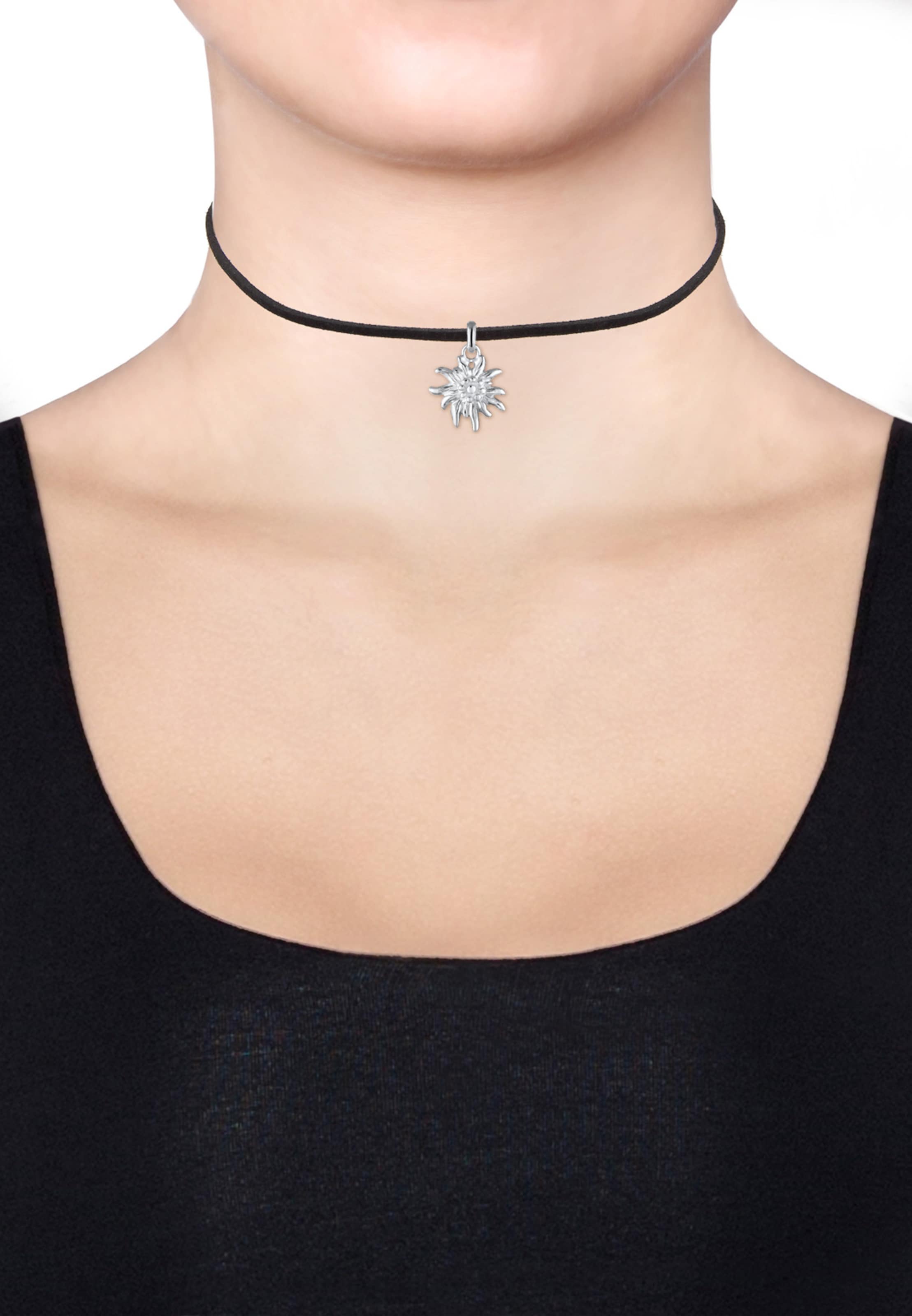 ELLI Choker 'Edelweiss' in Schwarz: Vorderseite