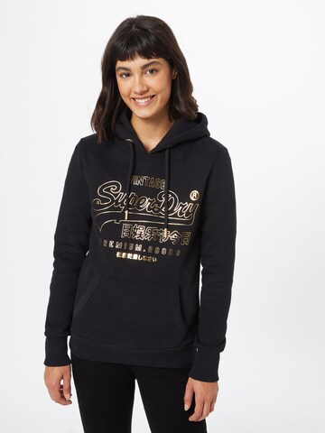 melns Superdry Sportisks džemperis: no priekšpuses