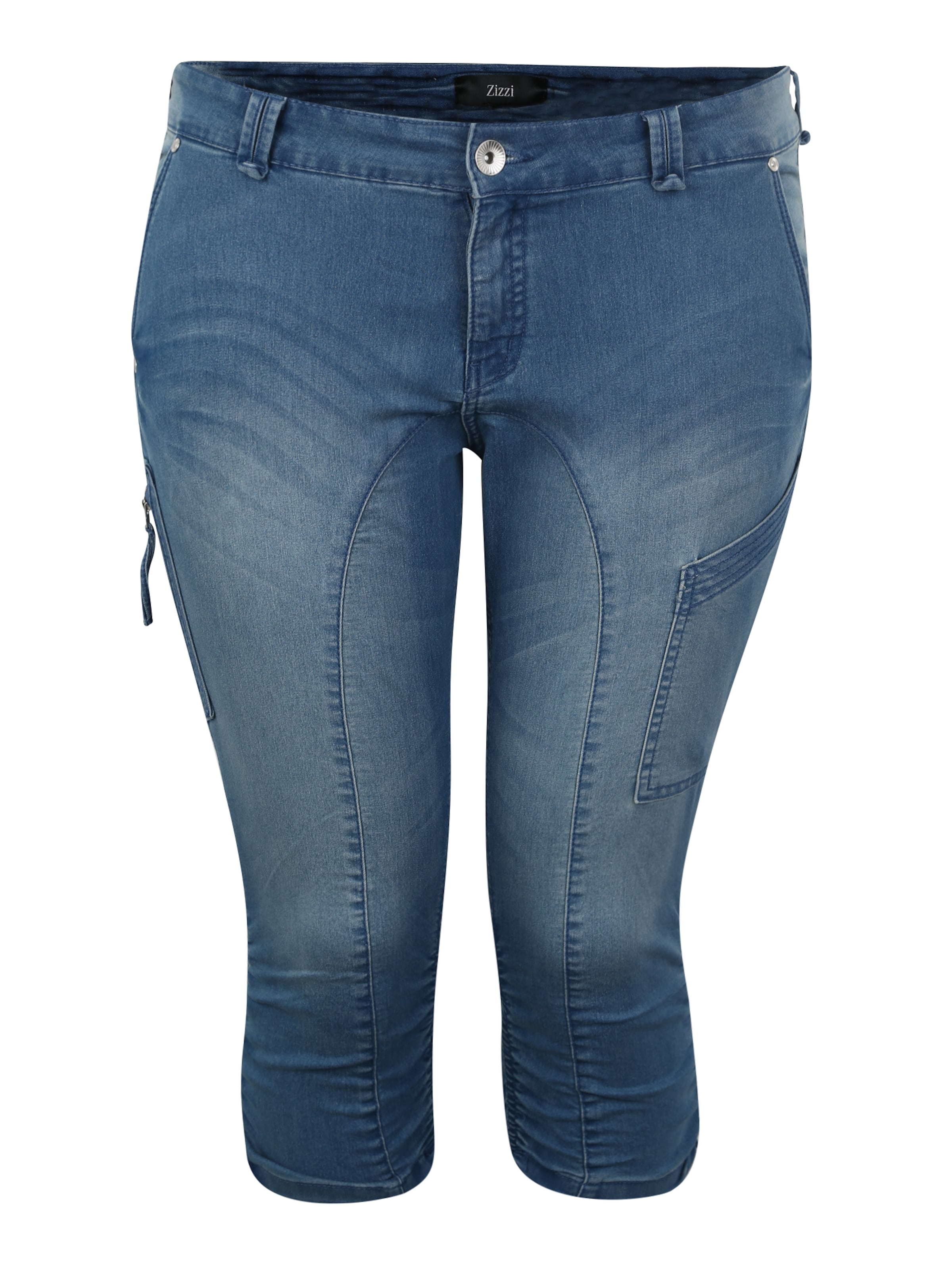 Zizzi Slimfit Jeans in Blauw: voorkant