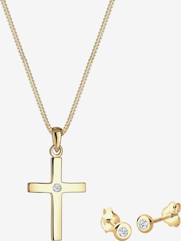 Elli DIAMONDS Schmuckset Kreuz, Solitär-Ohrring in Gold