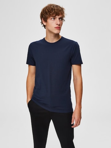 T-Shirt SELECTED HOMME en bleu : devant