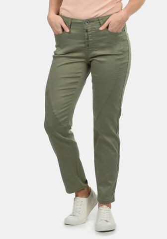 DESIRES Slimfit Jeans 'Elbja' in Groen: voorkant