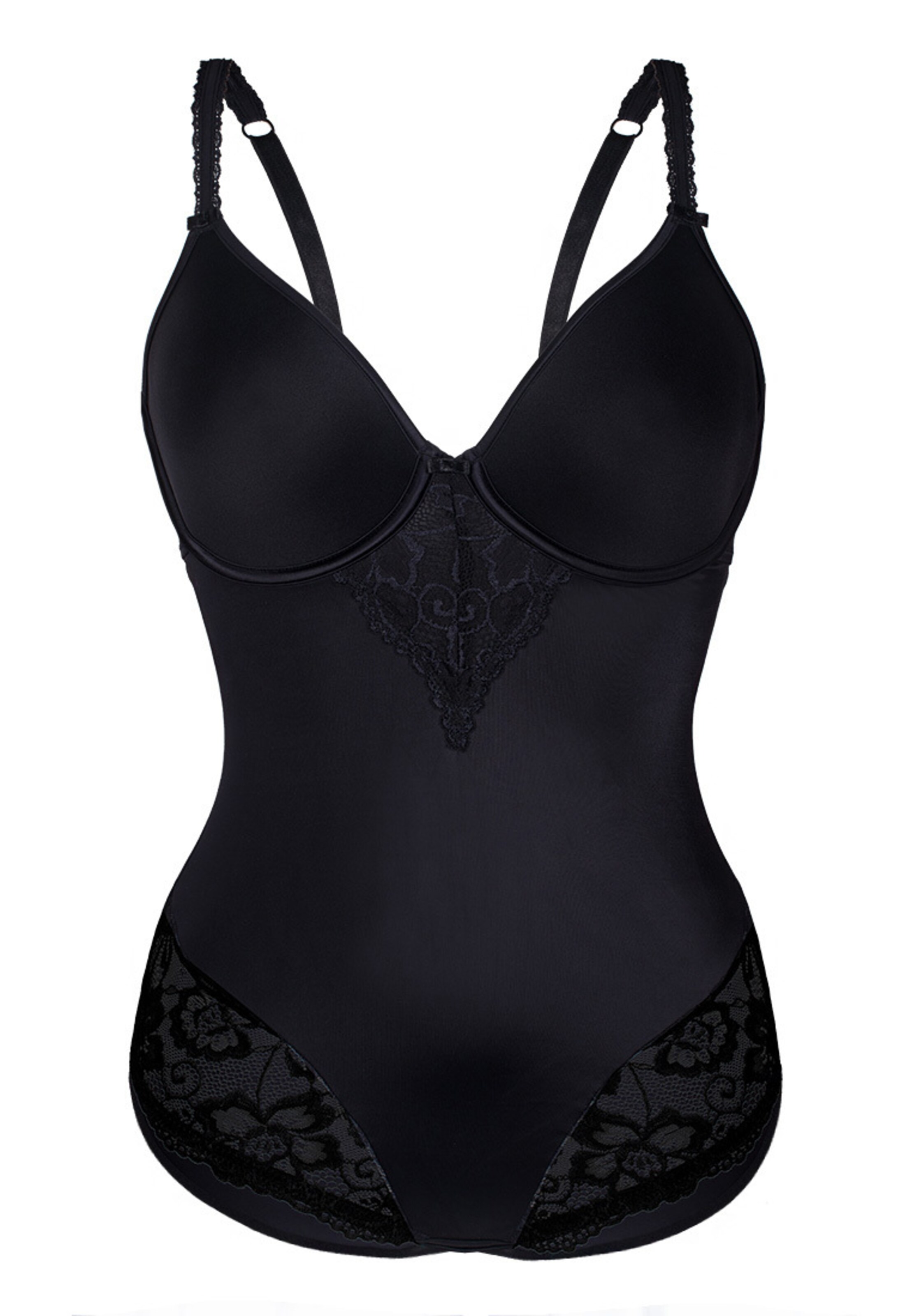 sassa - Body mit Spacer-Cups 'MORNING FLOWER' in schwarz