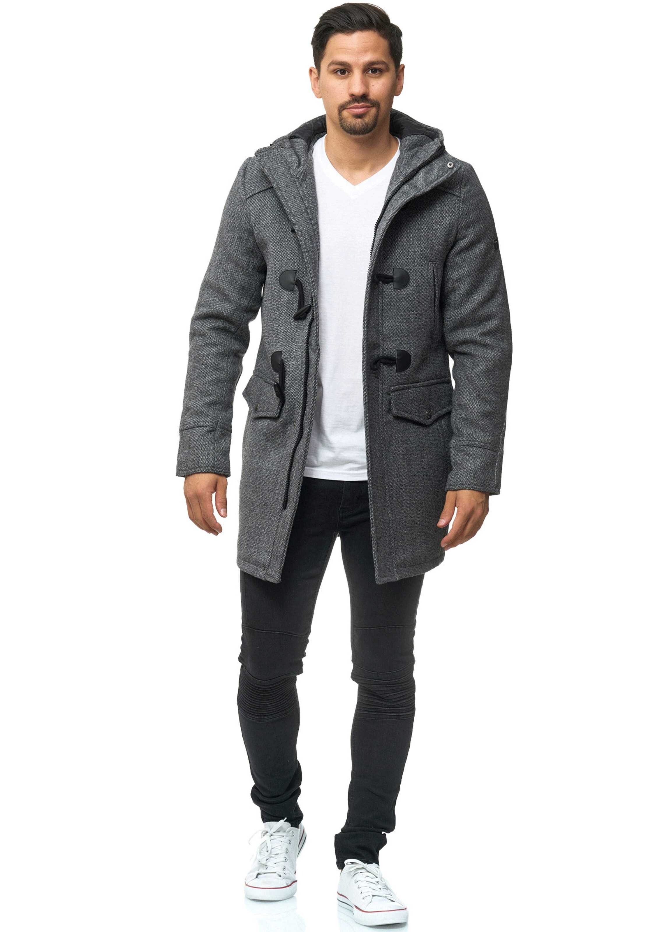 INDICODE JEANS Between-Seasons Coat in Grey