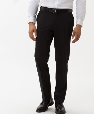 BRAX Slim fit Pleated Pants 'Enrico' in Black: front