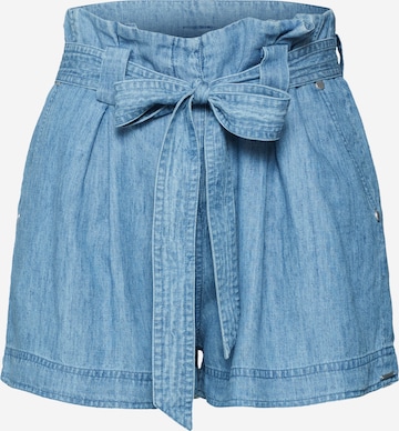 Superdry - Regular Calças com pregas 'DESERT' em azul: frente