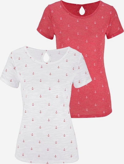 BEACH TIME T-shirt en rouge orangé / blanc, Vue avec produit