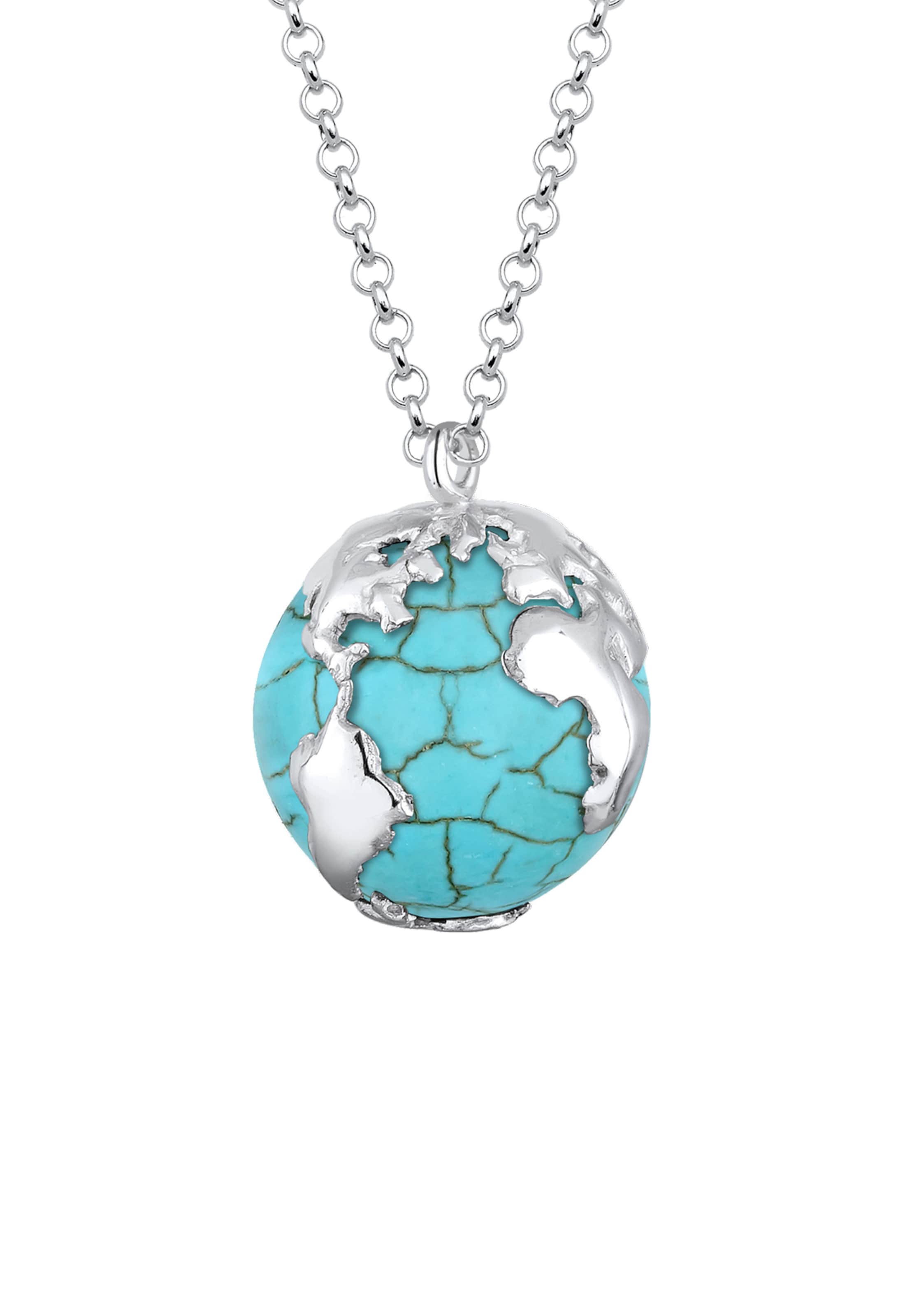 ELLI Ketting 'Weltkugel' in Zilver: voorkant