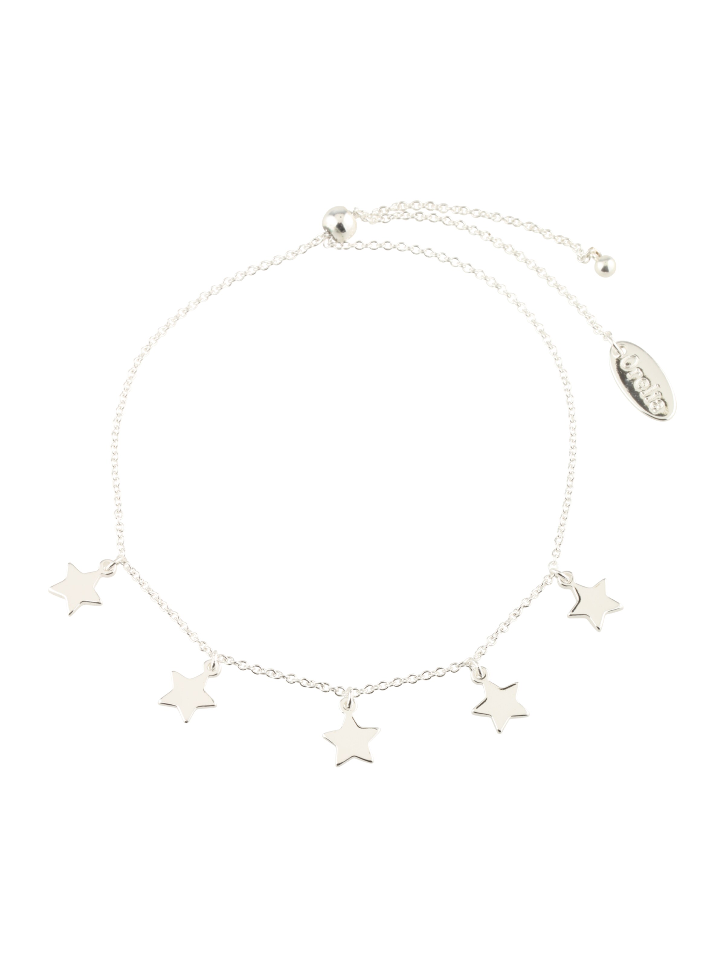 Orelia - Armband 'Star Charm Drop Slider Bracelet' in de kleur Zilver