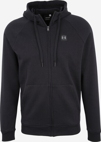 UNDER ARMOUR Athletic Zip-Up Hoodie 'Rival FZ' in Black: front