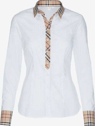 SEIDENSTICKER Bluse in dunkelbeige / pastellrot / schwarz / weiß, Produktansicht