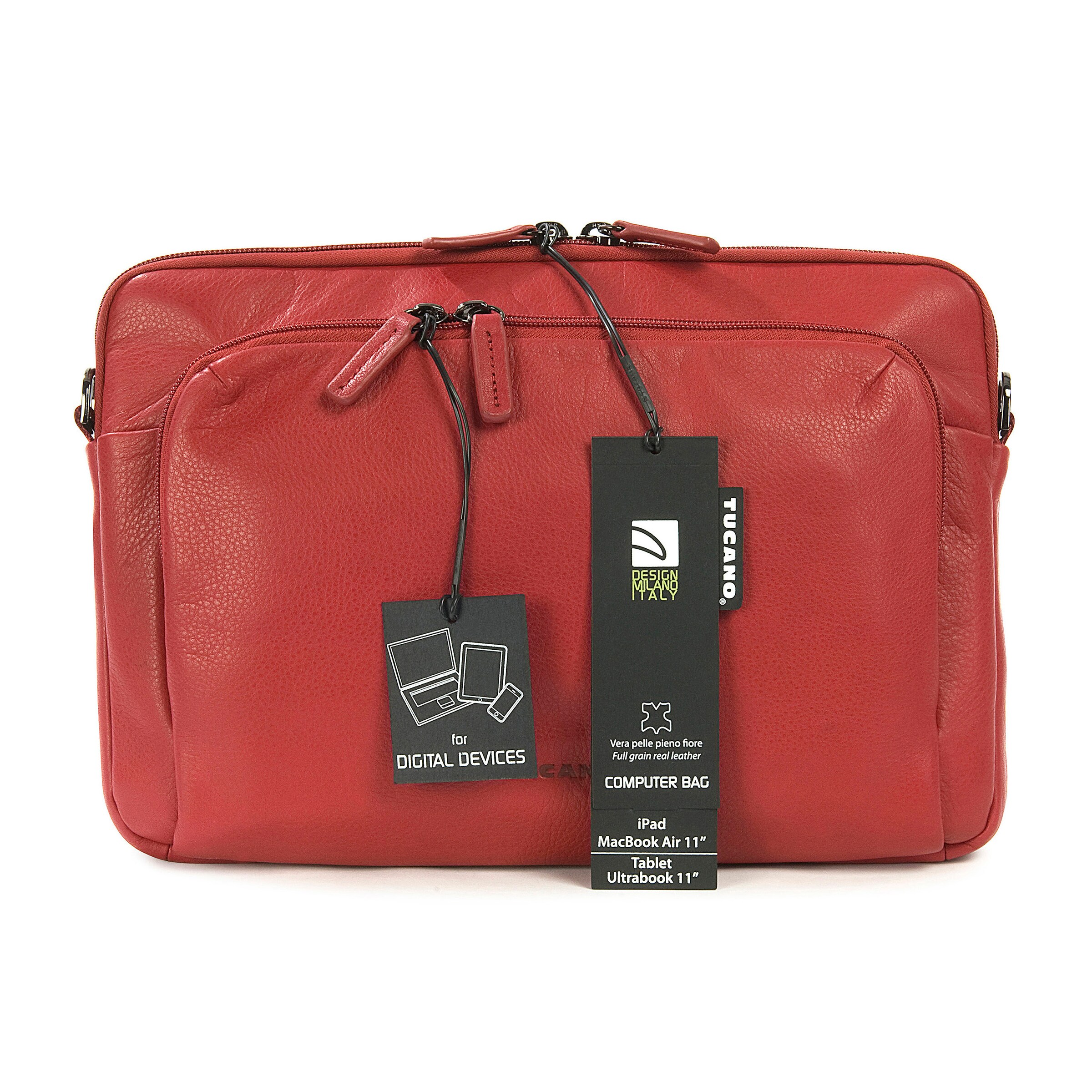 Borsa portadocumenti 'Leather bag 11 inch' di TUCANO in rosso
