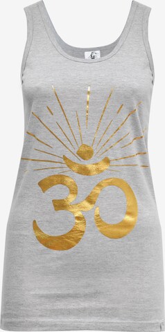 YOGISTAR.COM Tank-top 'Om Sunray' in Grau: predná strana