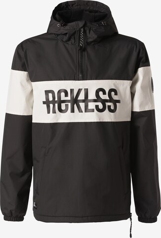 Young & Reckless Tussenjas 'Pull Over Anorak' in Zwart: voorkant