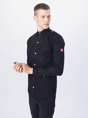 Denim Project Regular fit Button Up Shirt in Black: front