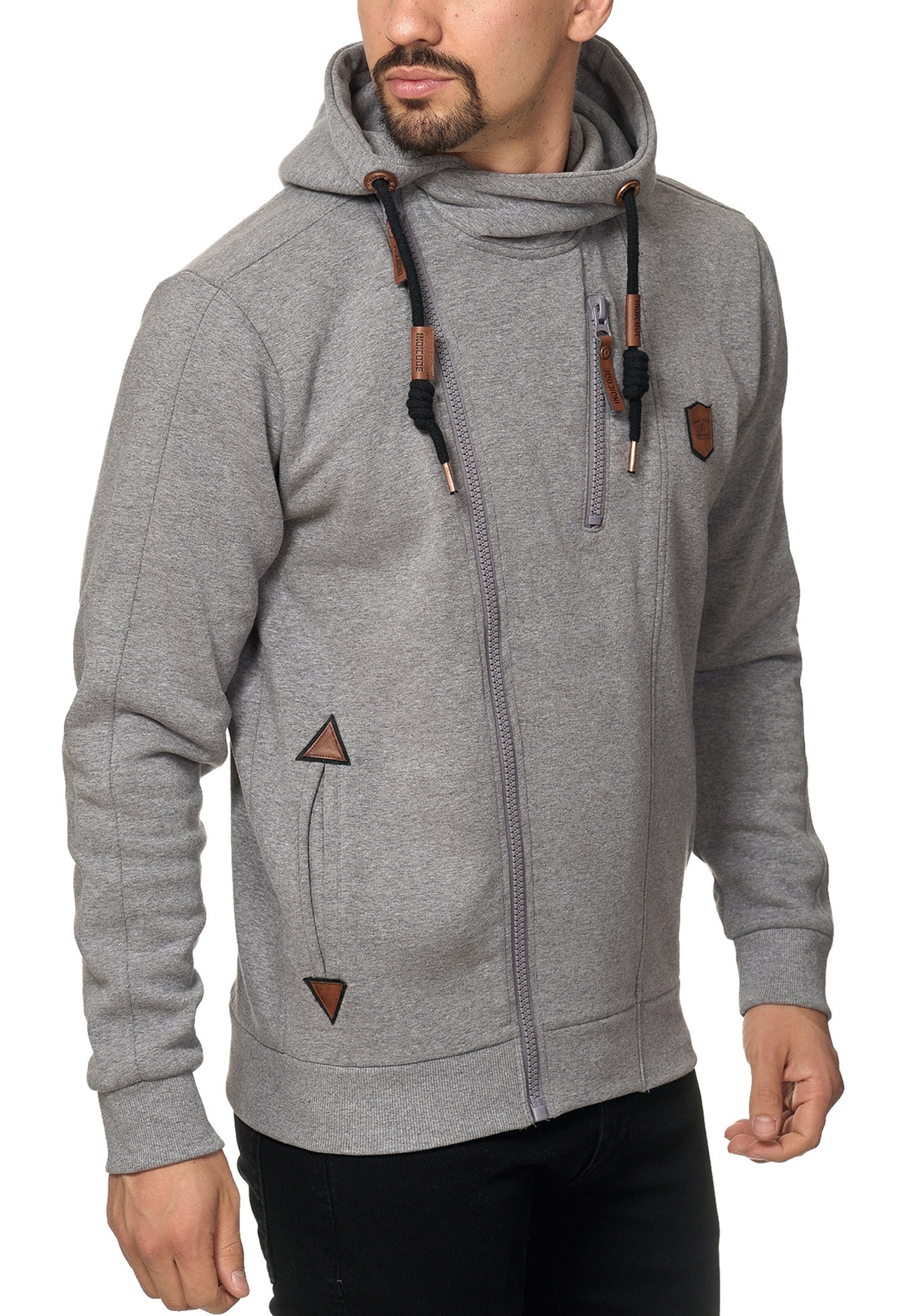 INDICODE JEANS Sweat jacket 'Elm' in Grey