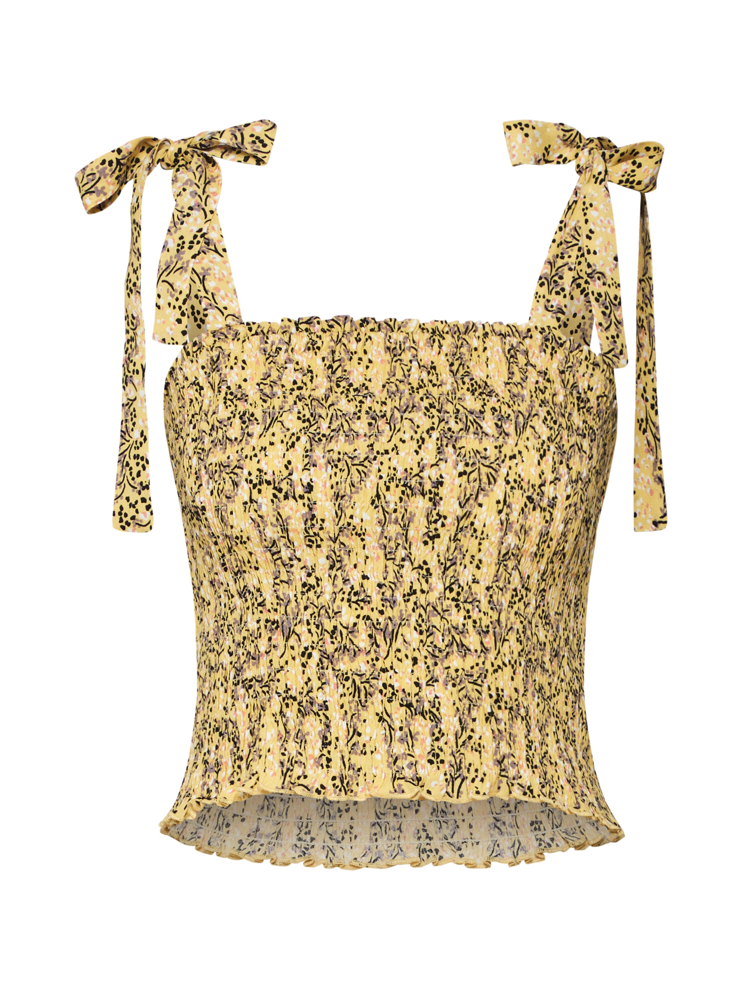 Review - Top 'SMOCK KNOT AOP' in de kleur Geel