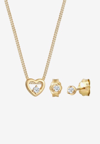 Elli DIAMONDS Jewelry Set 'Herz, Solitär' in Gold