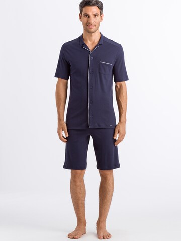 Hanro Short Pajamas ' Day & Night ' in Blue: front