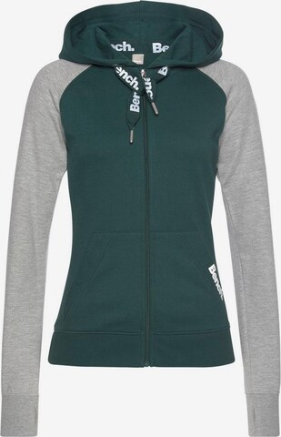 BENCH Zip-Up Hoodie in Green: front