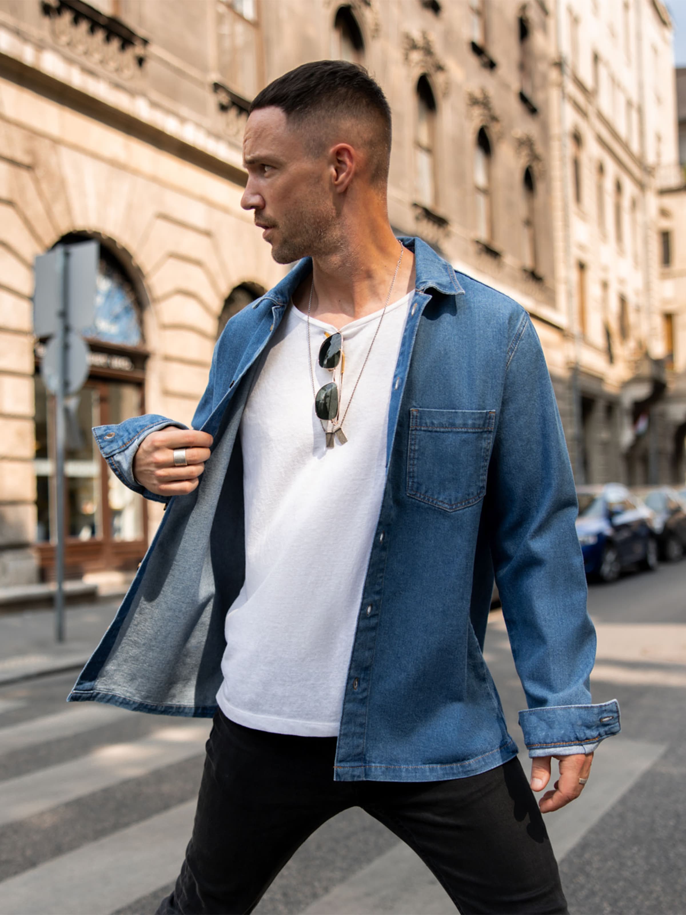 Denim shirt men street style hotsell