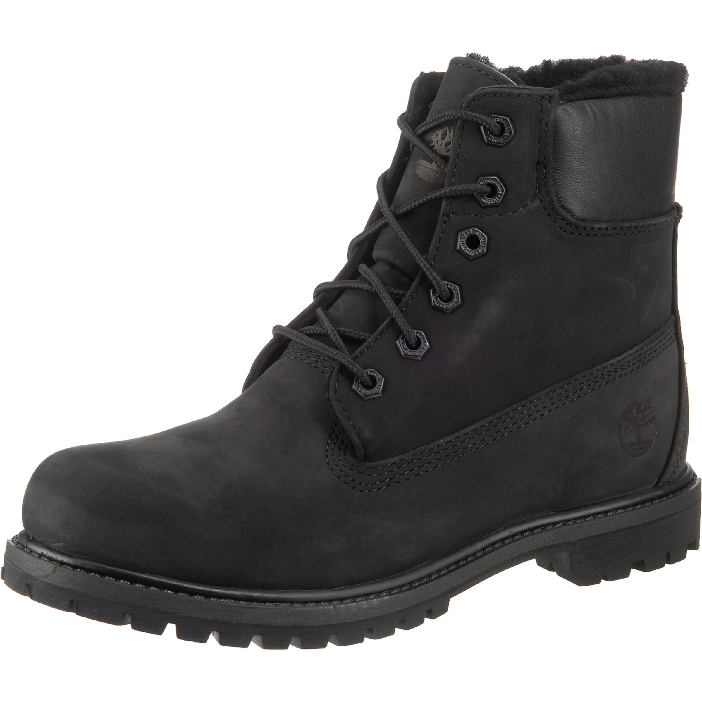 Ghete cu șireturi de la TIMBERLAND pe negru: față