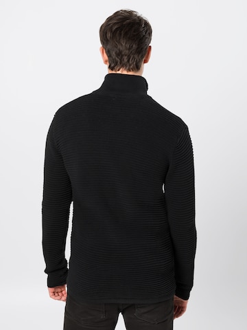 !Solid Regular fit Knit Cardigan 'Struan' in Black: back