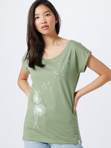Iriedaily T-Shirt 'Pusteblume' in Grün: predná strana