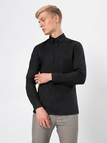 Coupe slim Chemise business 'No. 6' OLYMP en noir : devant