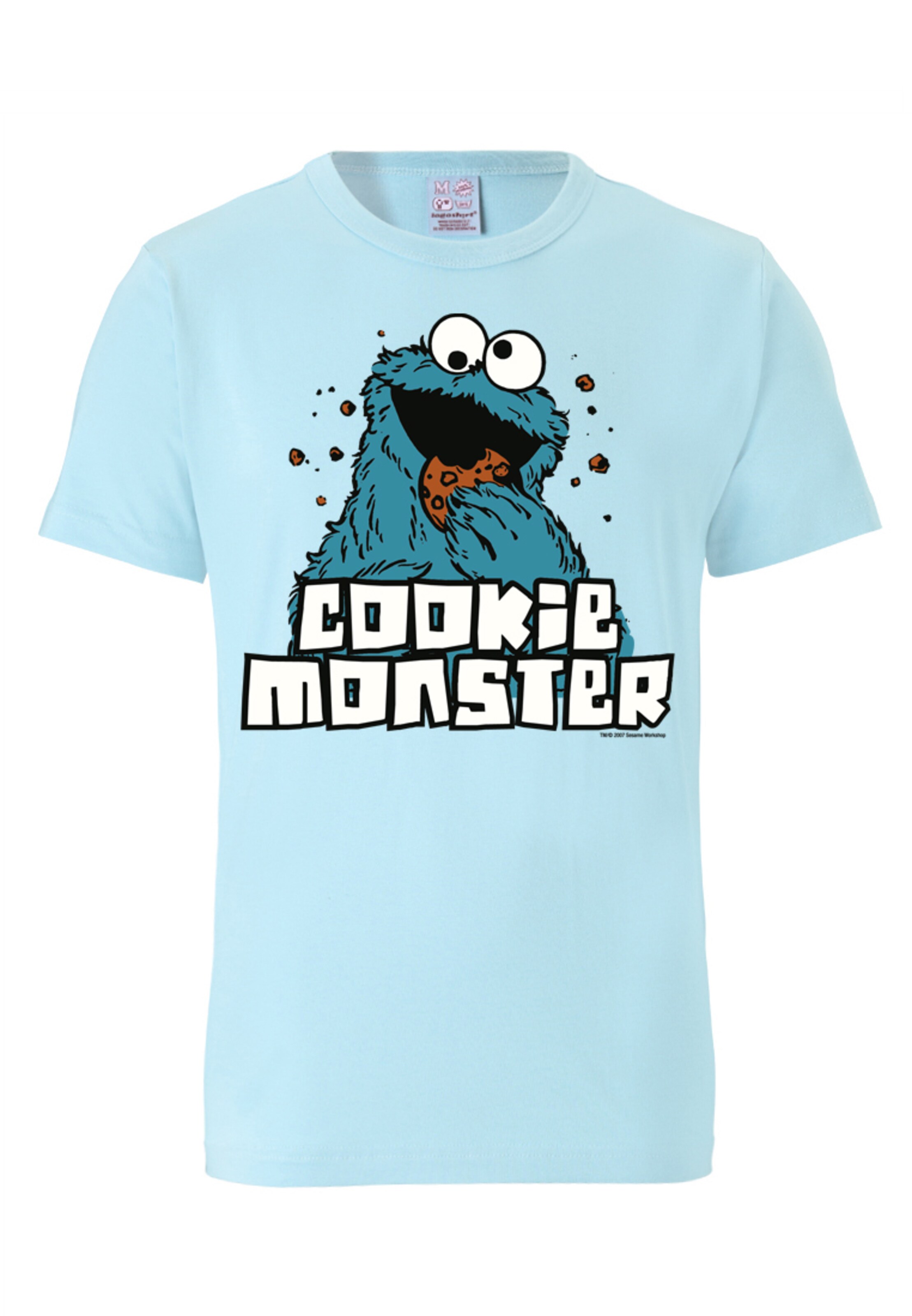 LOGOSHIRT T-Shirt 'Krümelmonster - Sesamstrasse' in Blau: Vorderseite