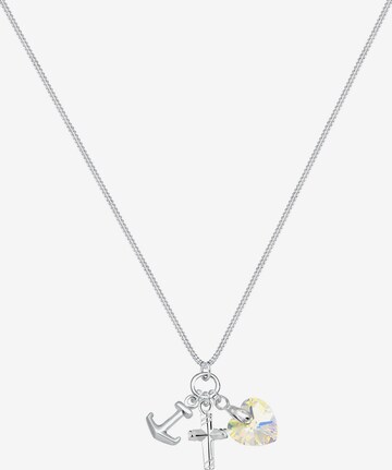 ELLI Necklace 'Anker, Herz, Kreuz, Multipendants' in White: front