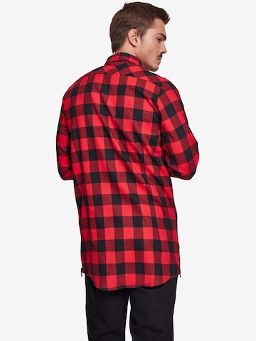 Urban Classics Regular fit Button Up Shirt in Red