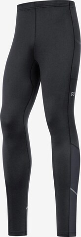 GORE WEAR Slim fit Workout Pants 'R3 Thermo' in Black: front