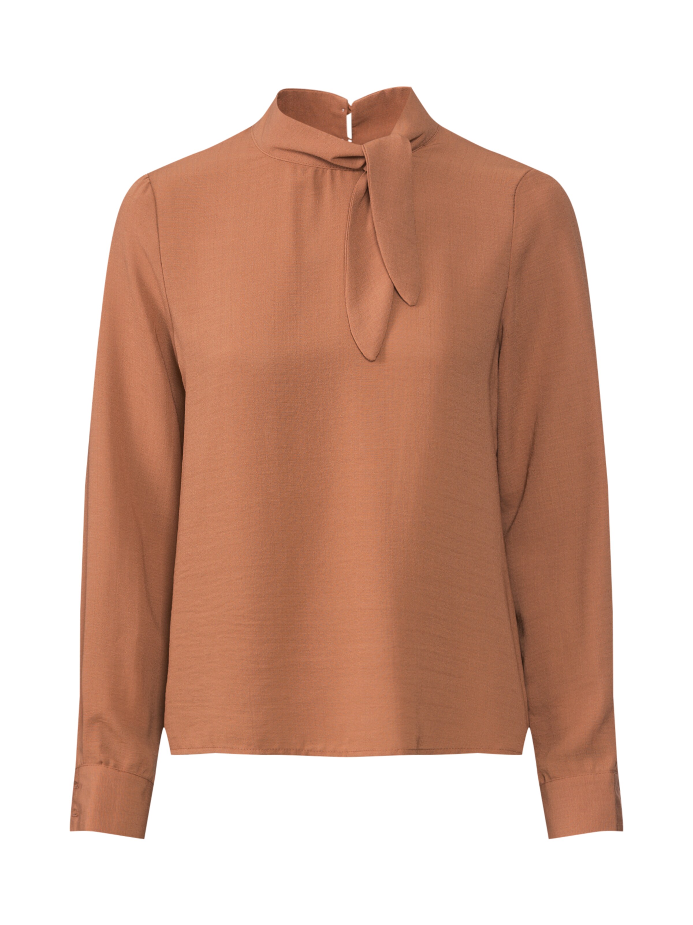 VERO MODA - Blouse 'VMFELICITY L/S KNOT TOP WVN' in de kleur Bruin