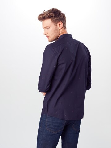 Coupe slim Chemise TOM TAILOR DENIM en bleu : derrière