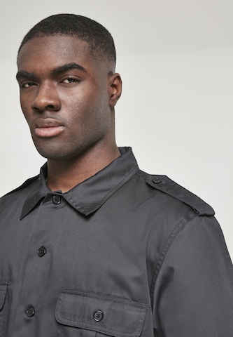 Brandit Comfort fit Button Up Shirt in Black