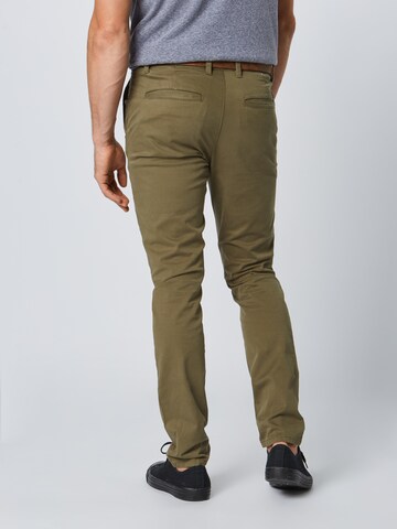 Coupe slim Pantalon chino TOM TAILOR DENIM en vert : derrière