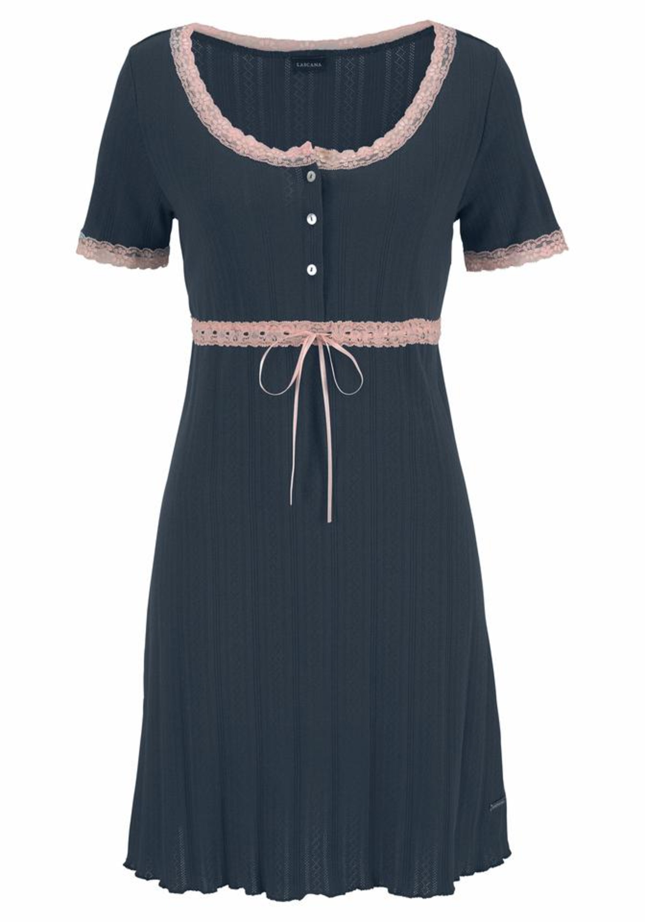 LASCANA - Ajour Sleepshirt mit Spitzendetails in nachtblau