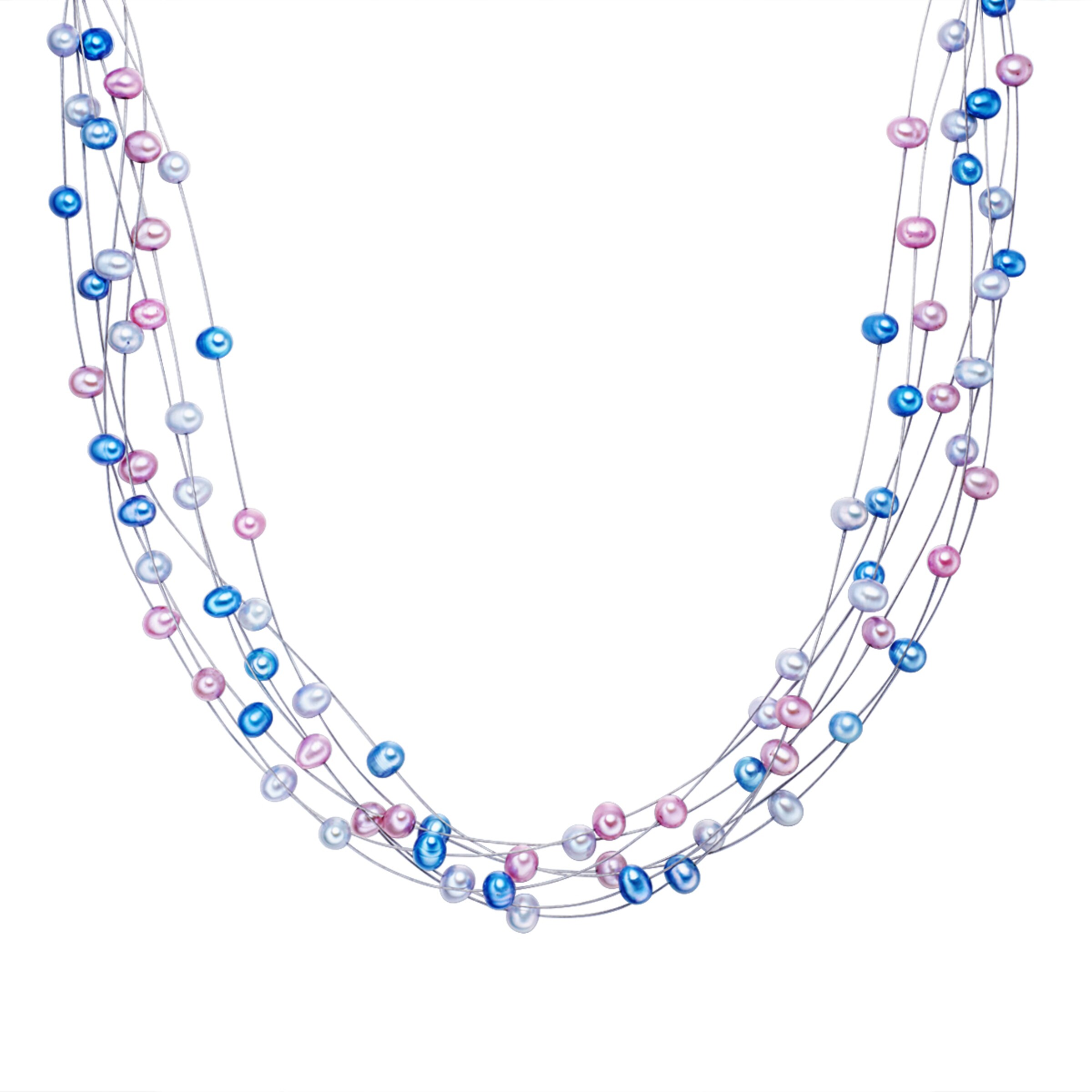 Valero Pearls Necklace in Blue: front