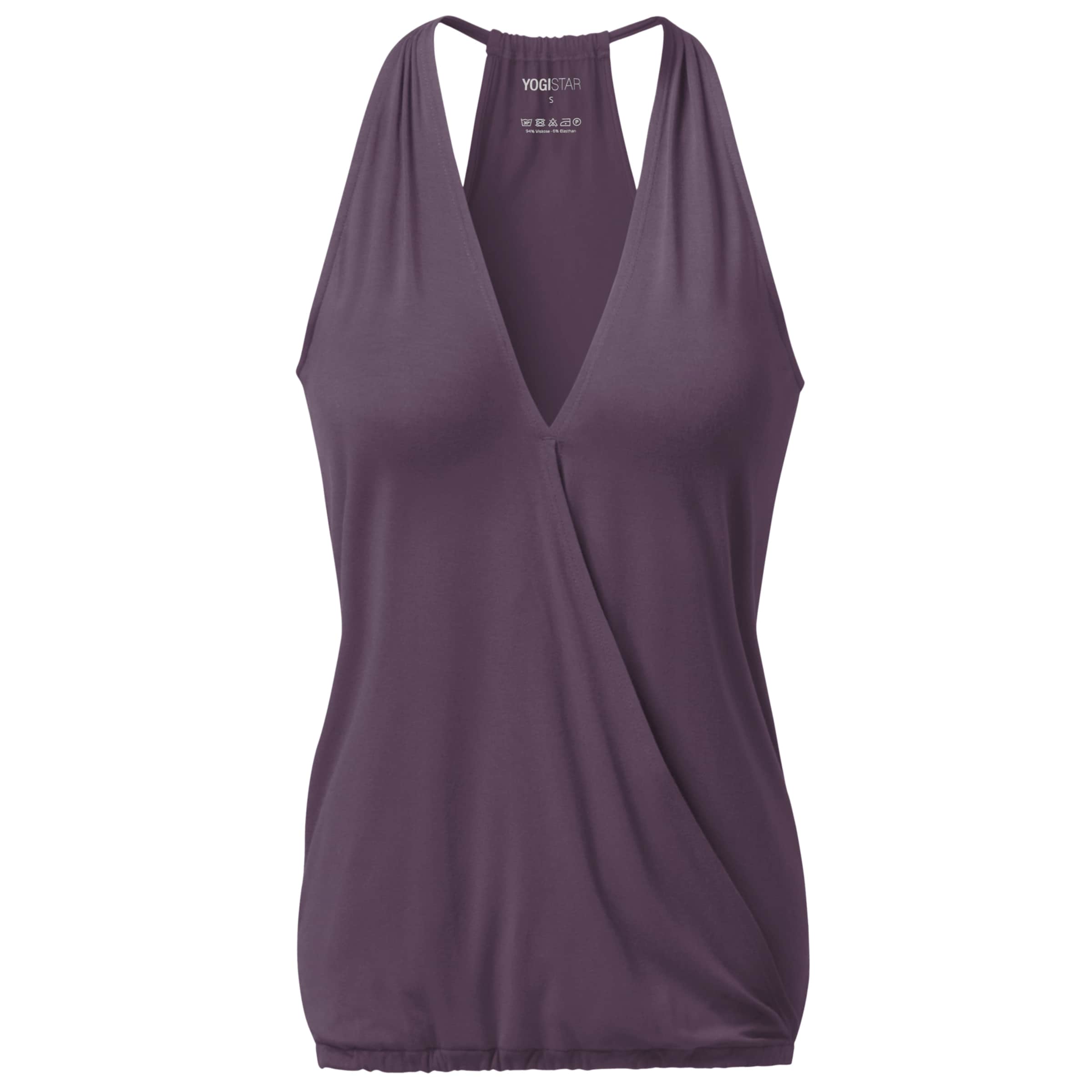 YOGISTAR.COM Racerback 'ala' in Lila: Vorderseite