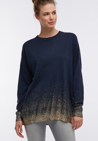 Pull-over oversize DREIMASTER en bleu : devant