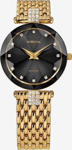 JOWISSA Analog Watch 'Facet Strass Swiss' in Gold: front