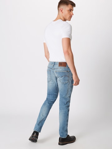 G-Star RAW Slimfit Jeans '3301 Slim' in Blauw: terug