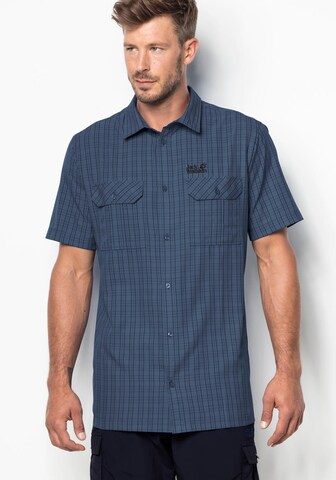 JACK WOLFSKIN Athletic Button Up Shirt 'Thompsom' in Blue: front