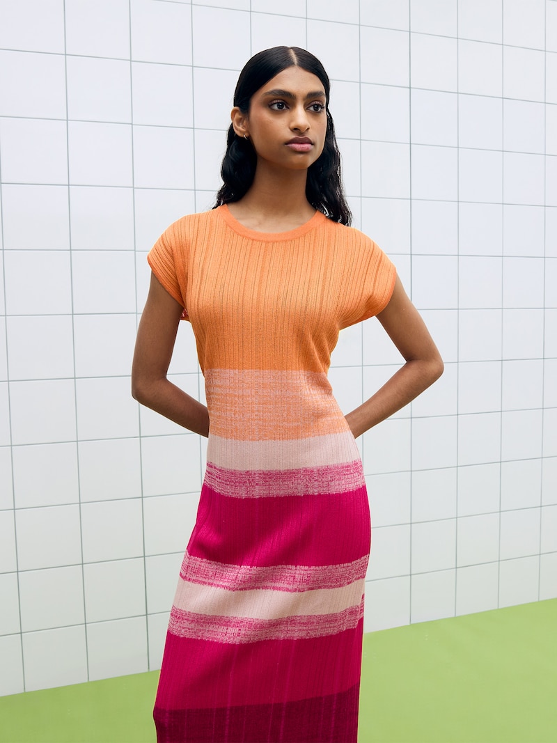 orange and pink striped dress Neon Orange Stripe Maxi Dress