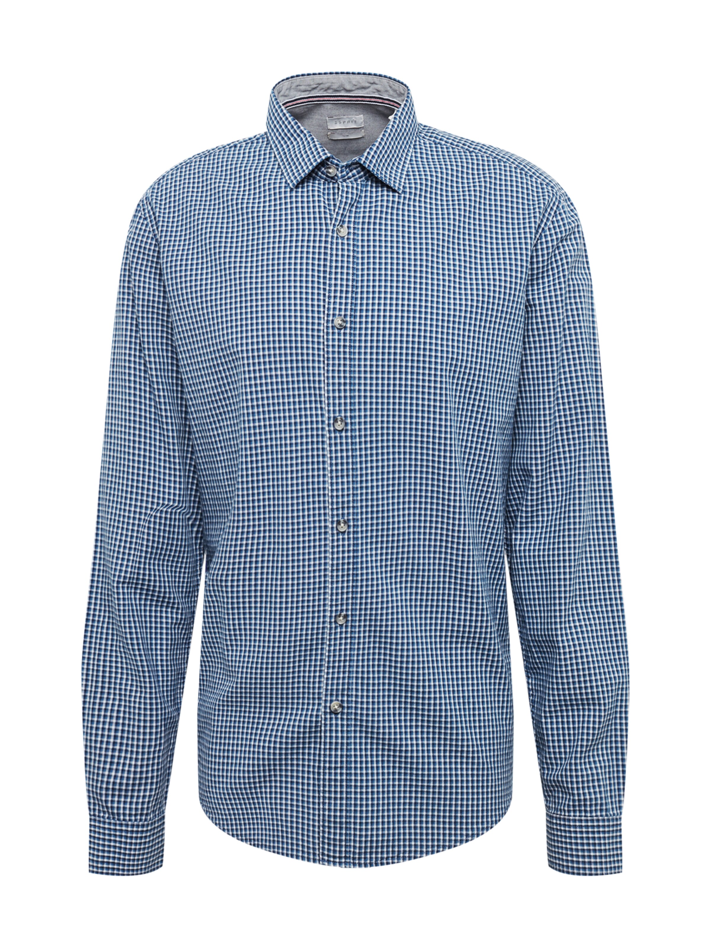 ESPRIT - Overhemd 'indigo check ls' in de kleur Smoky blue